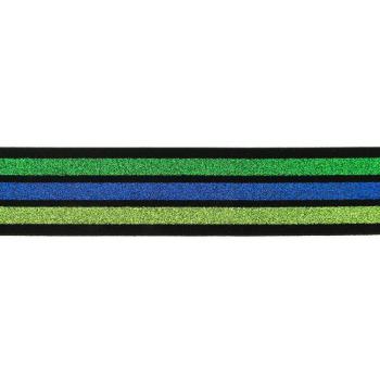 Gummiband 4 cm Breit mit Lurexstreifen Lime-Royal-Grün